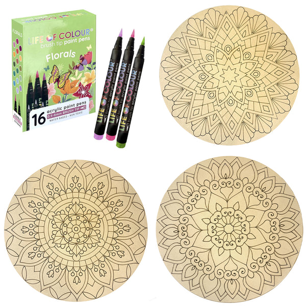 Life of Colour Mandala Painting Kit - Bundle of 3 (Part 1-Florals)