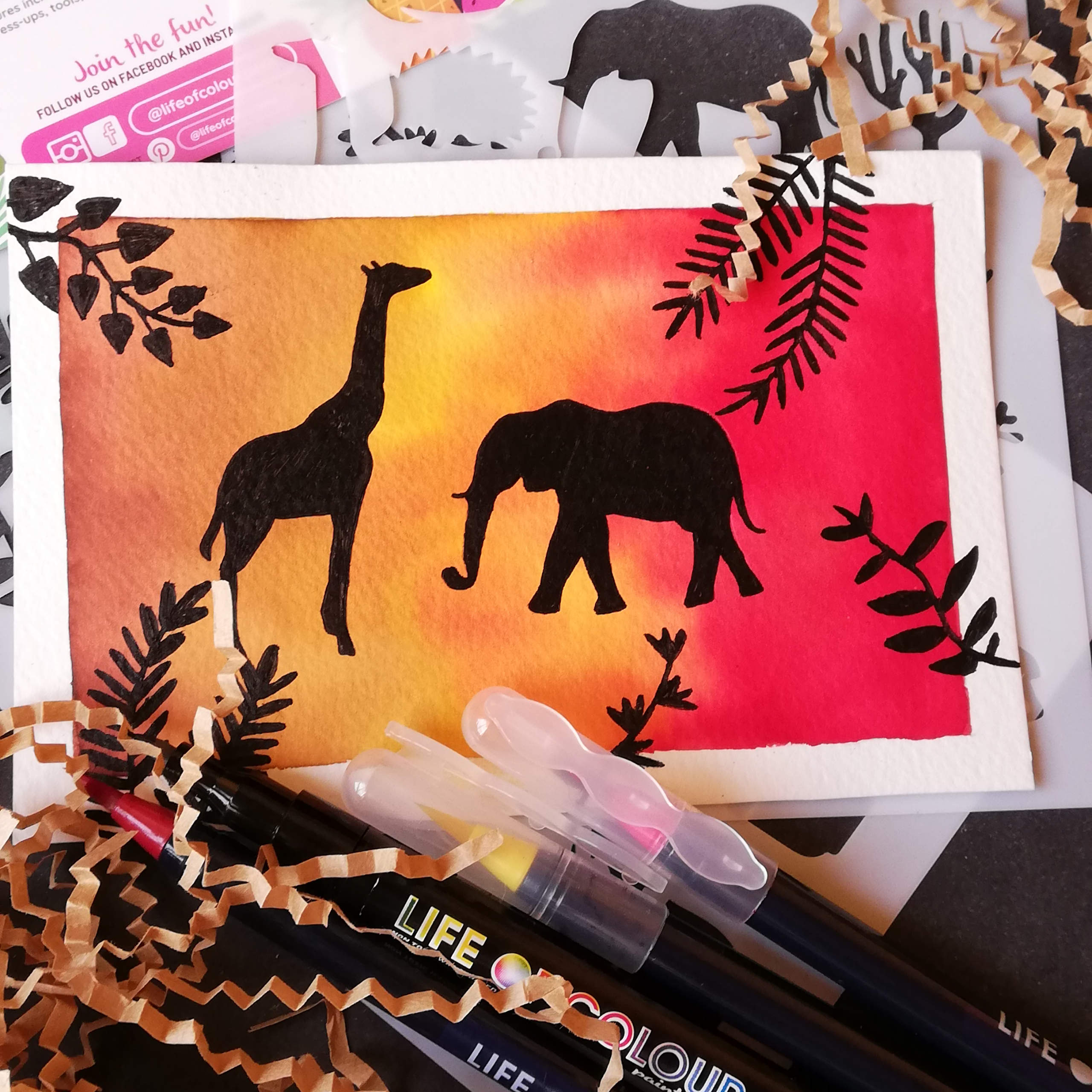 'Use stencils to make a safari greeting card' article featured image.