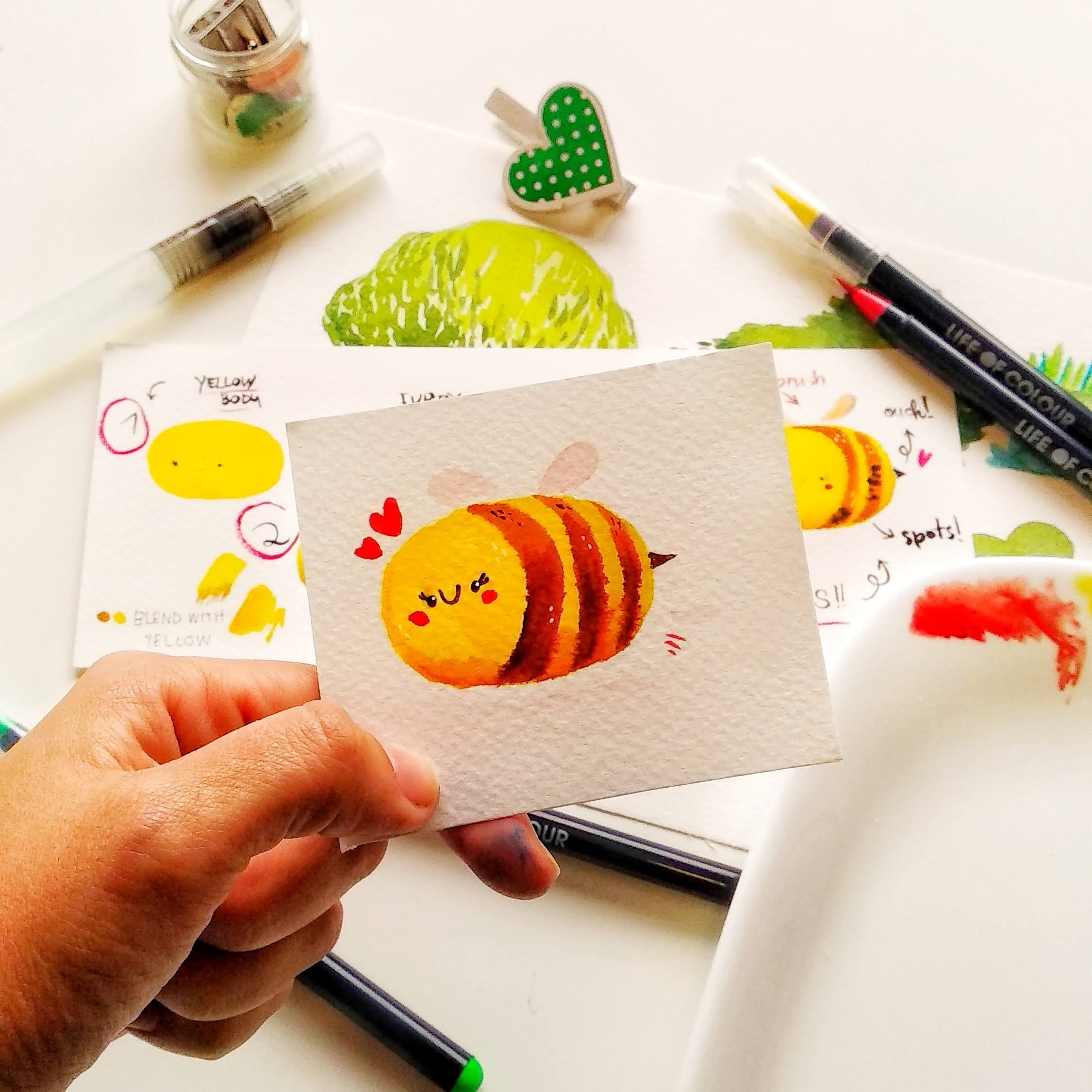 'How to Draw a Cute Bee with Life of Colour Watercolour Pens' article featured image.