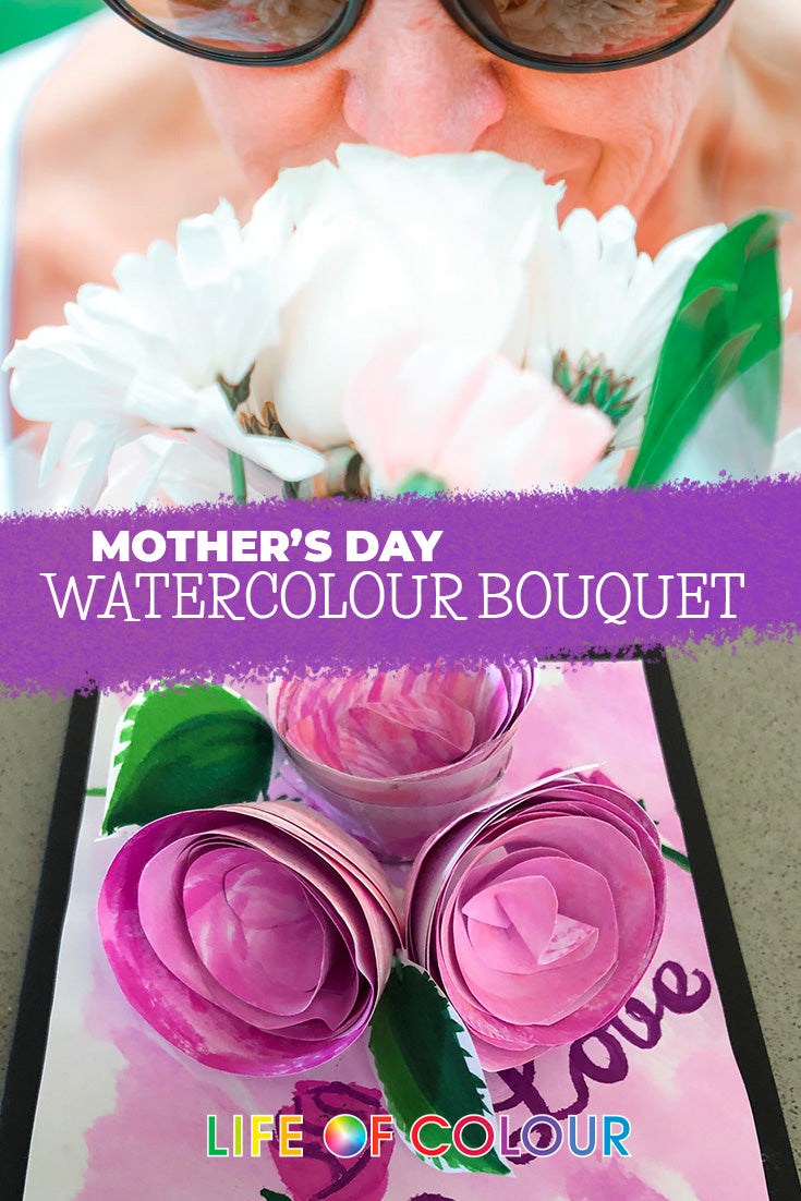 'Make a watercolour rose bouquet Mother’s Day Card' article featured image.