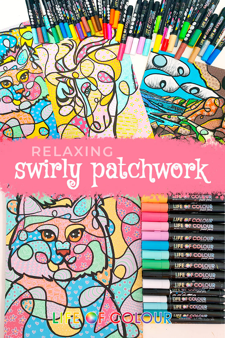 'Relaxing Swirly Patchwork Art' article featured image.