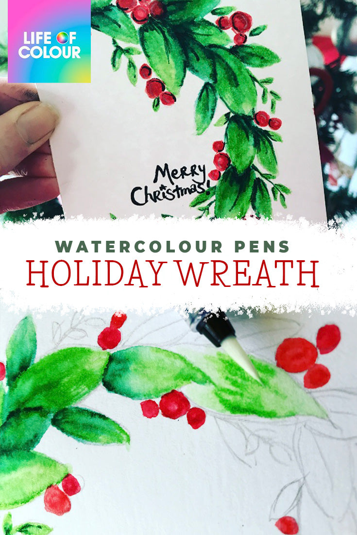 'Quick and Easy Watercolour Christmas Wreath Card' article featured image.