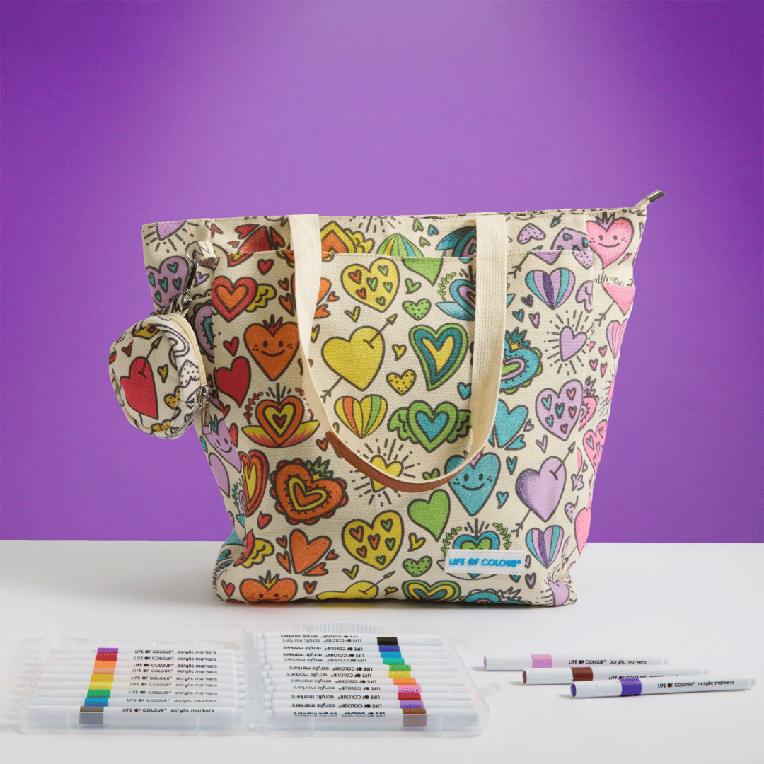 DIY Doodle Bag - Love Hearts Design