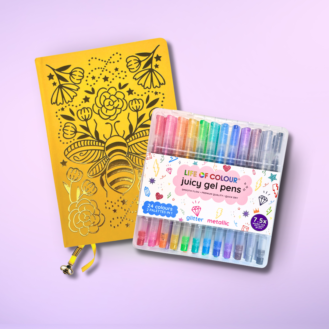 Juicy Gel Pens and Bee Journal Bundle