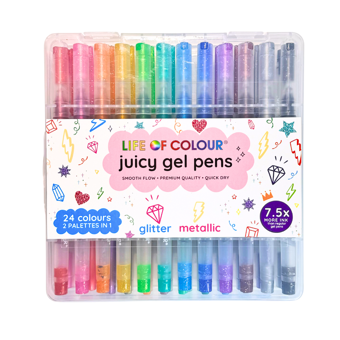 Juicy Gel Pens - Set of 24 - Metallic and Glitter