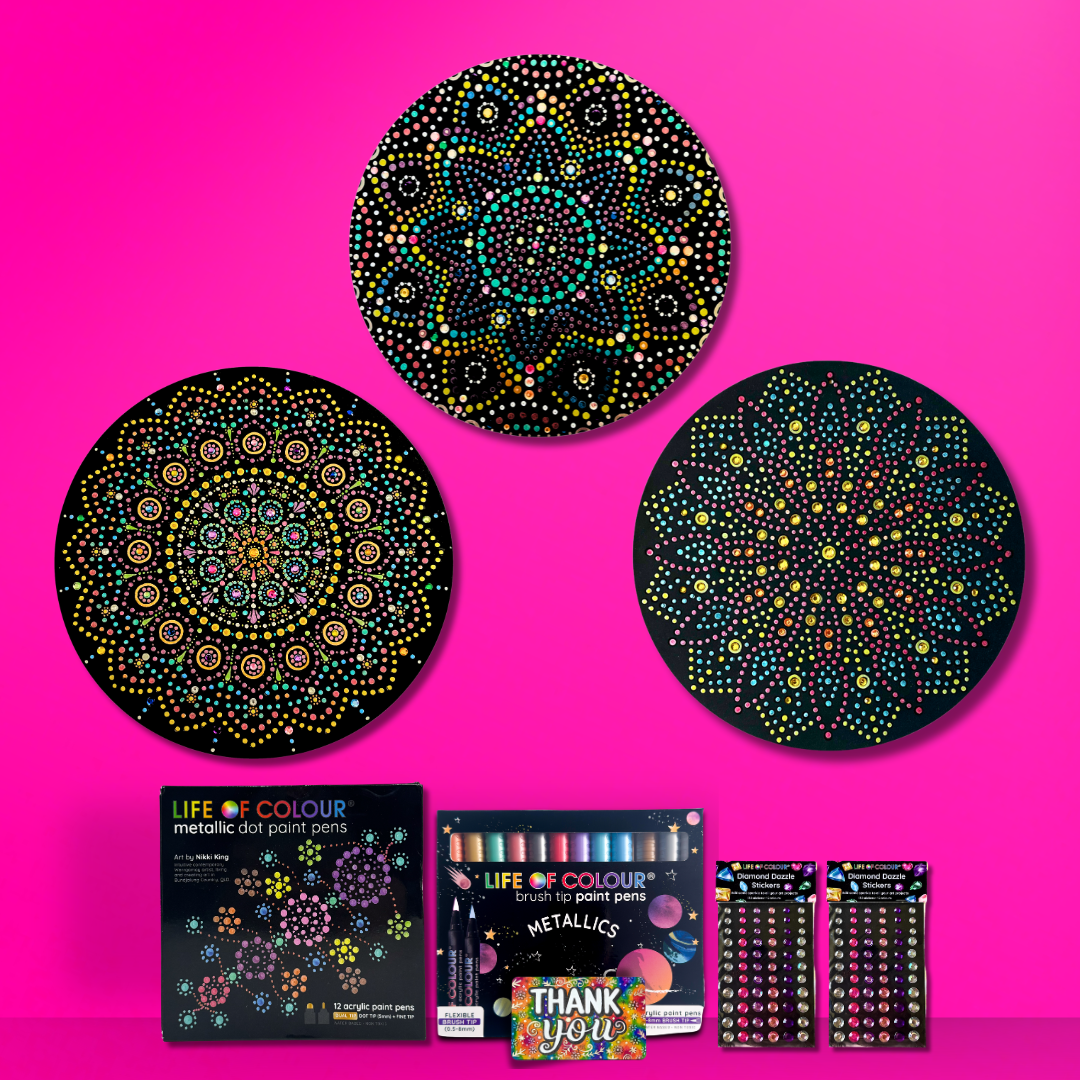 Life of Colour Dot Mandala Painting Kit - Bundle of 3