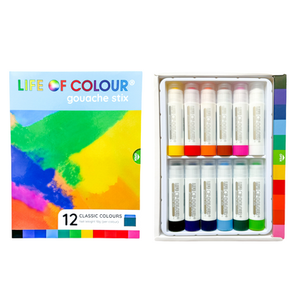 Gouache Paint Stix - Set of 12 Classic Colours