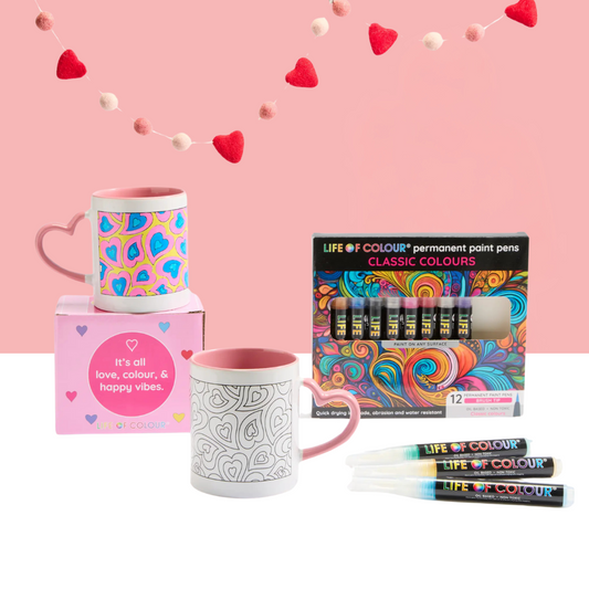 "Cup of Love" DIY Mug Painting Kit - Curvy Hearts Design