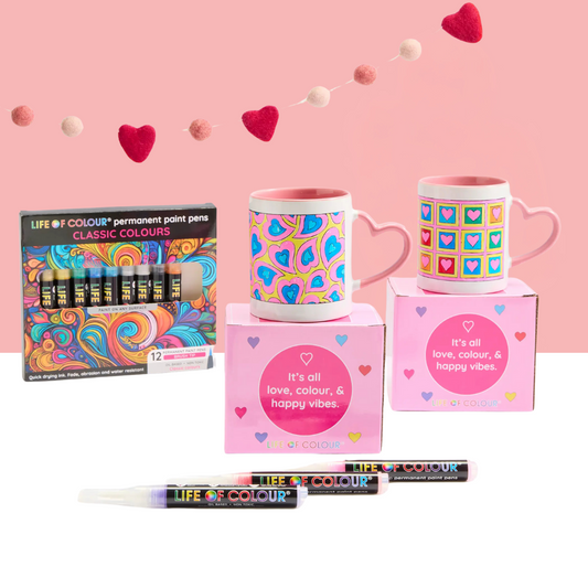 "Cup of Love" DIY Mug Painting Bundle - Curvy and Square Hearts Designs