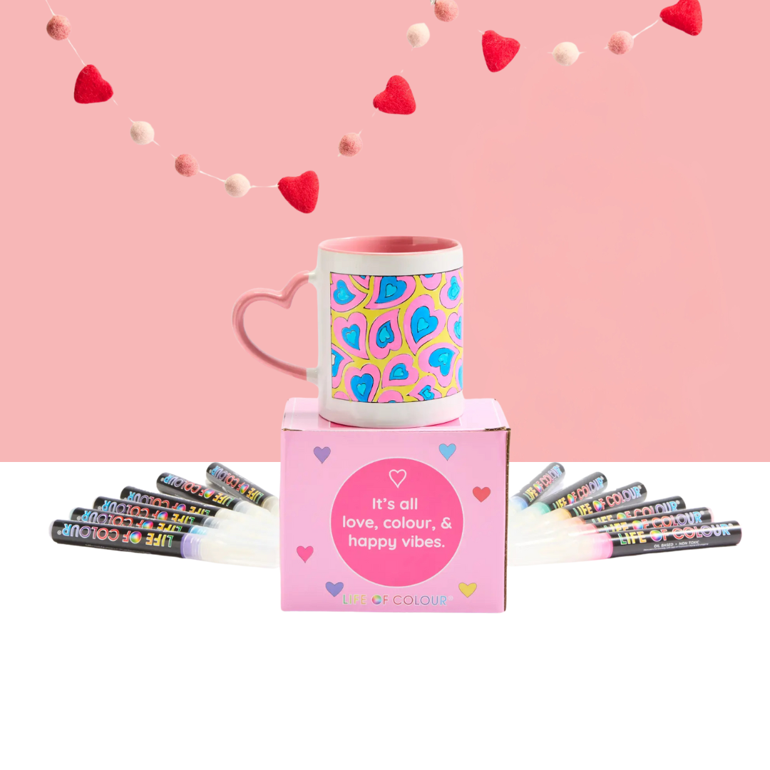 "Cup of Love" DIY Mug Painting Kit - Curvy Hearts Design