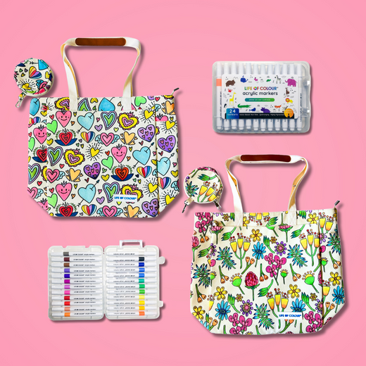 DIY Doodle Bag Bundle - 2 Luxury Tote Bags and Acrylic Markers