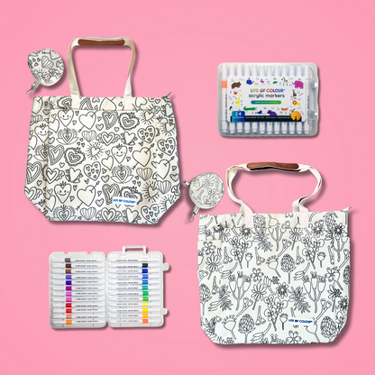 DIY Doodle Bag Bundle - 2 Luxury Tote Bags and Acrylic Markers