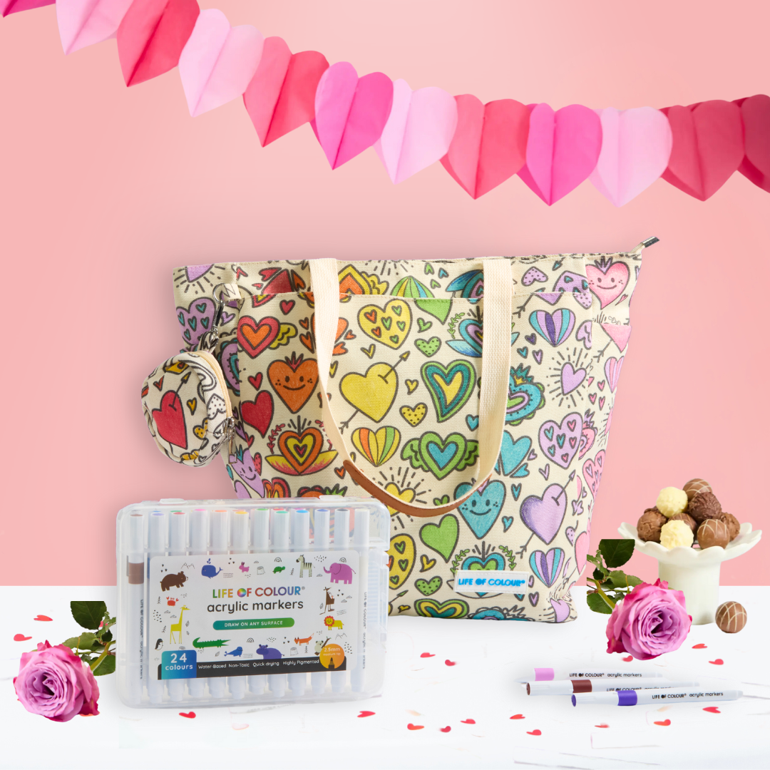 DIY Doodle Bag - Love Hearts Design