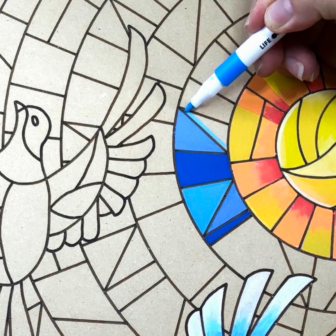 Life of Colour Mosaic Painting Kit - Doves of Peace with Acrylic markers