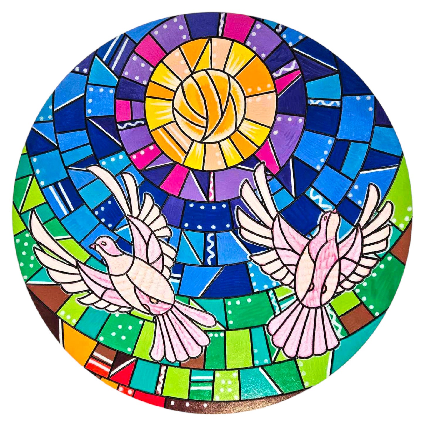 Life of Colour Mosaic Painting Kit - Doves of Peace with Acrylic markers