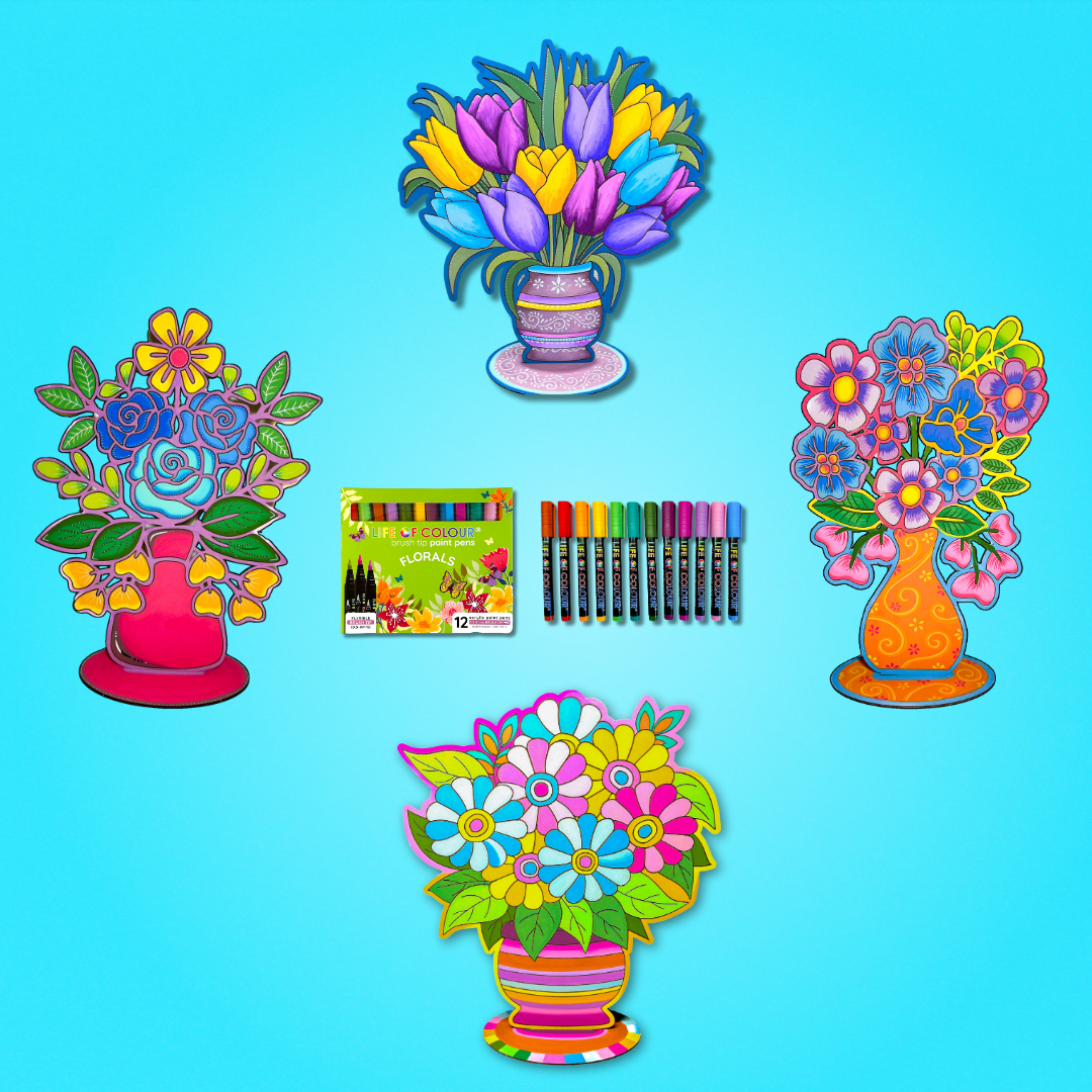 Life of Colour Mega Flowers Painting Kit - Bundle of 4