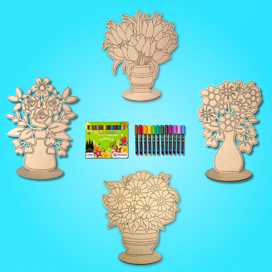 Life of Colour Mega Flowers Painting Kit - Bundle of 4