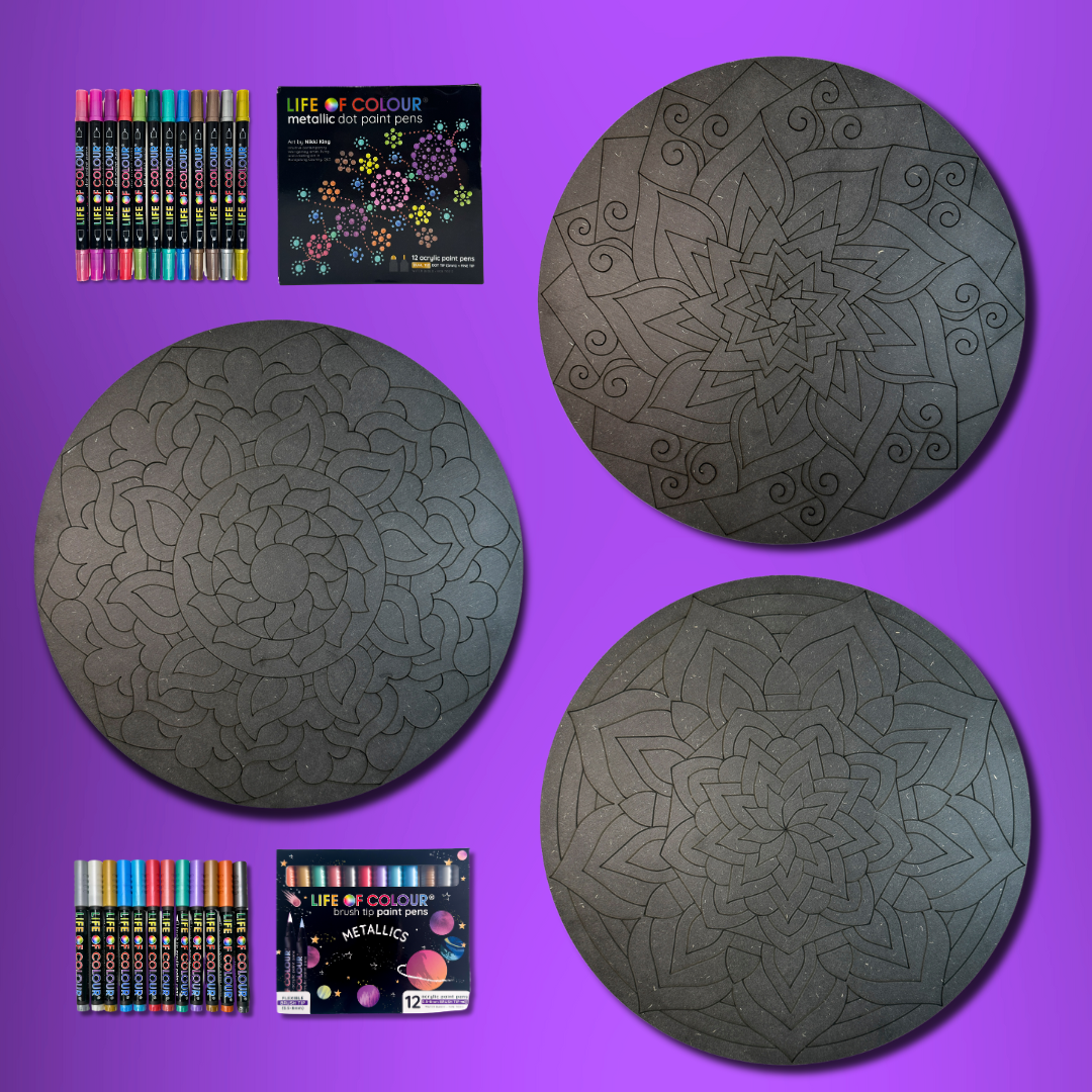 Life of Colour Mandala Galaxy Painting Kit Bundle of 3 (Part 2)- Comet, Meteor and Supernova