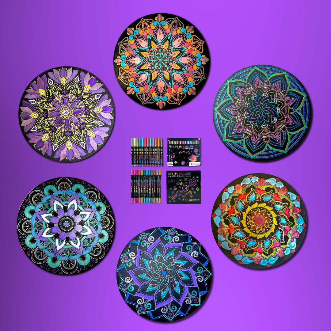 Life of Colour Mandala Mega Galaxy Painting Kit - Bundle of 6