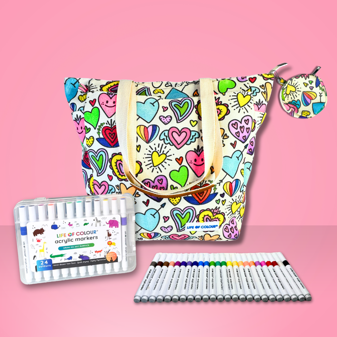 DIY Doodle Bag - Love Hearts Design