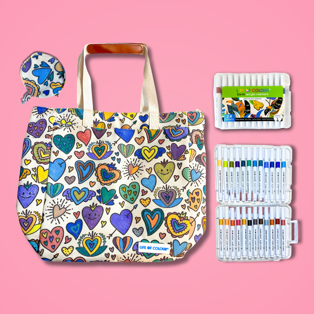 DIY Doodle Bag - Love Hearts Design