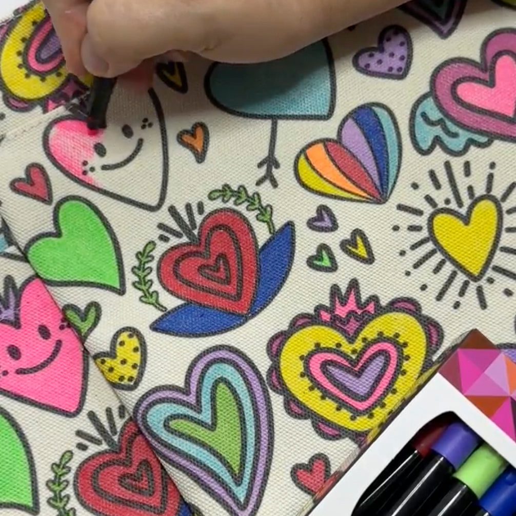 DIY Doodle Bag - Love Hearts Design