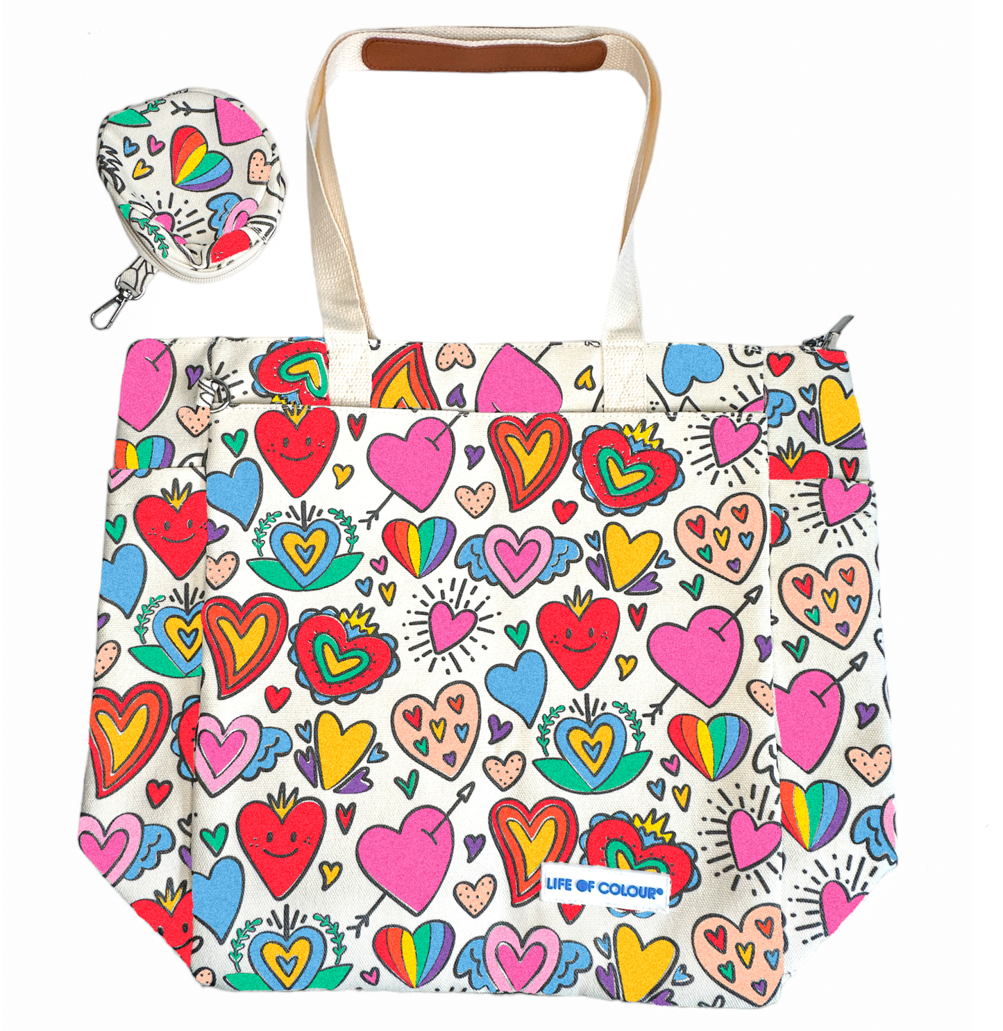 Colourful Hearts Mega Gift Set - 4 Love Heart coasters, 1 Large Hearts Board and Love Tote Bag with acrylic markers