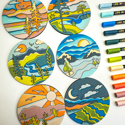 Life of Colour Mini Round Landscape Kit - set of 6