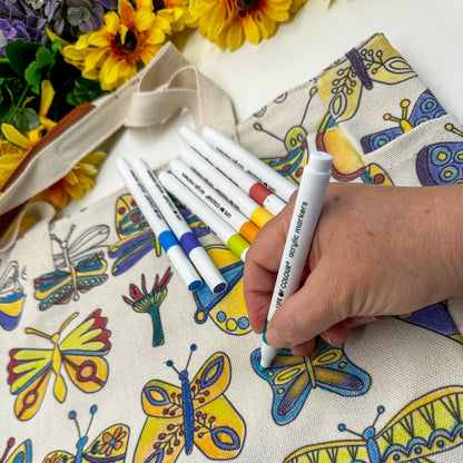 DIY Doodle Bag Bundle 2 - 2 Luxury Tote Bags and Acrylic Markers (Lorikeet and Butterfly)