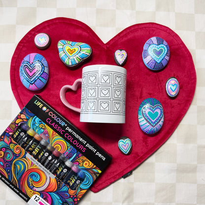 "Cup of Love" DIY Mug Painting Kit - Square Hearts Design