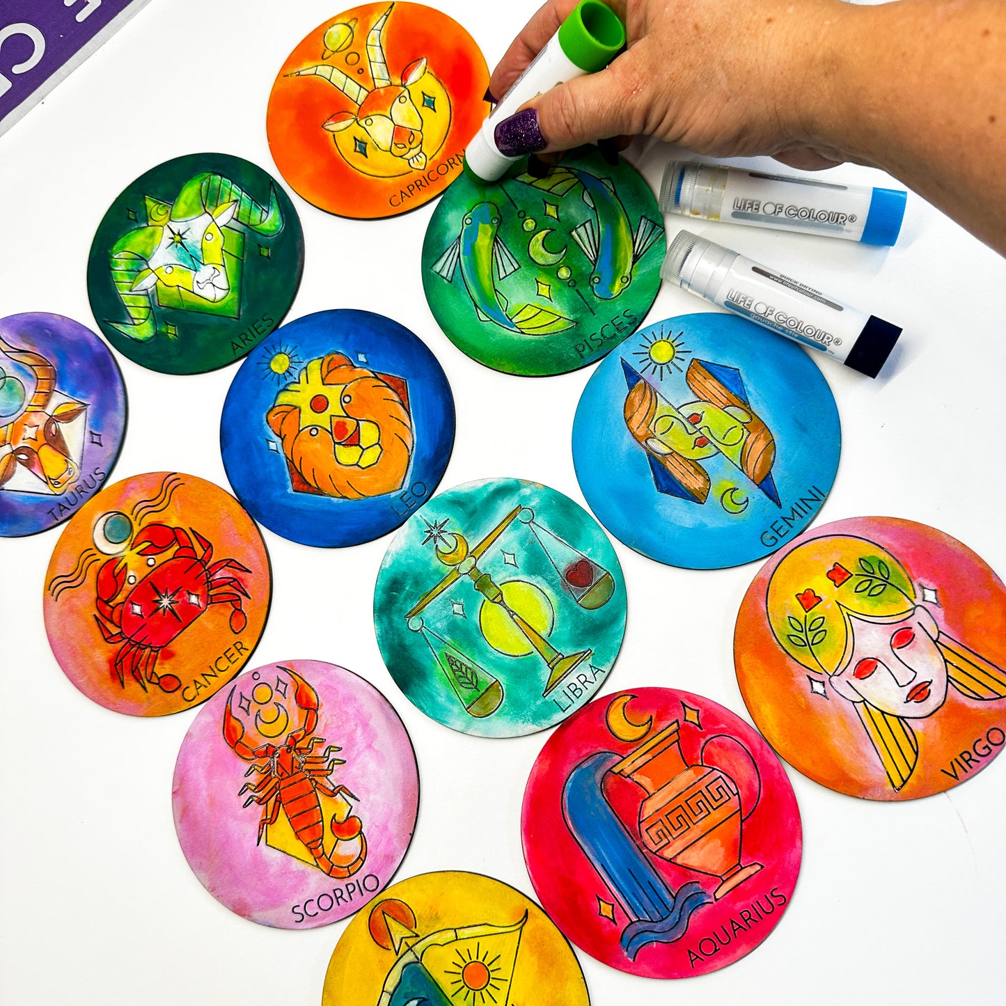 Life of Colour Zodiac Coaster Painting Kit - Set of 12