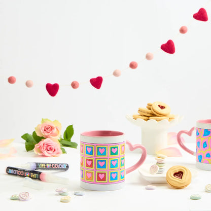 "Cup of Love" DIY Mug Painting Kit - Square Hearts Design