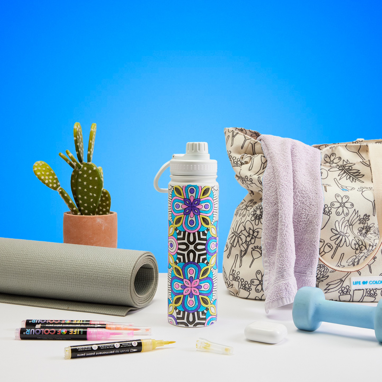 Doodle Drinking Bottle Painting Kit - Mandala Design