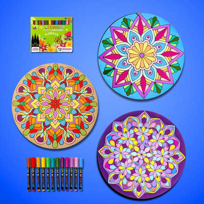 Life of Colour Mandala Painting Kit - Bundle of 3 (Part 1-Florals)