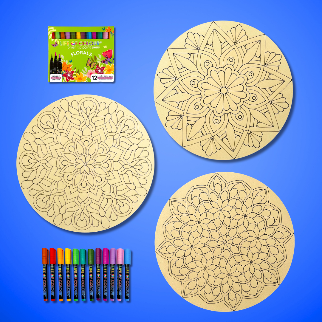 Life of Colour Mandala Painting Kit - Bundle of 3 (Part 1-Florals)