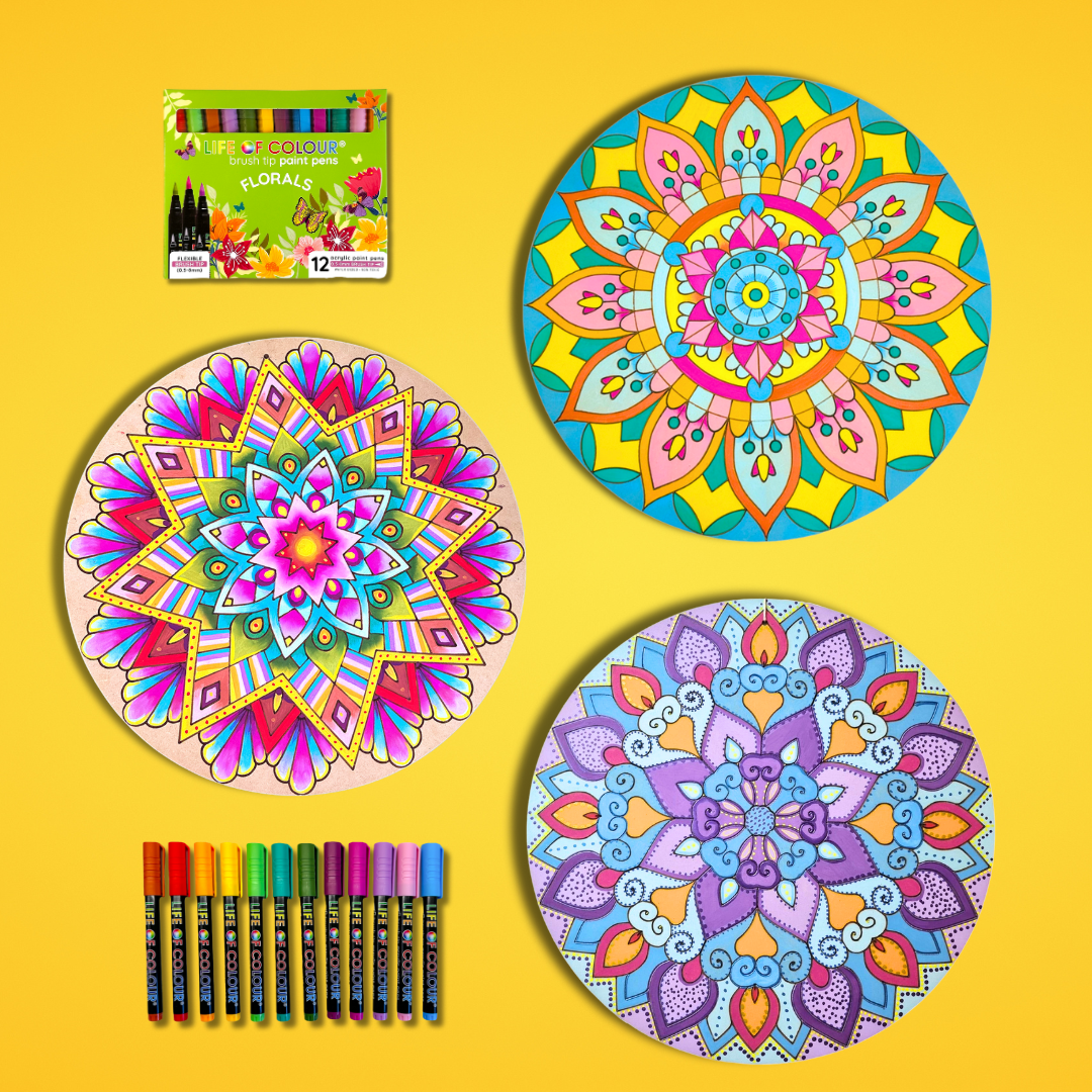 Life of Colour Mandala Painting Kit - Bundle of 3 (Part 2-Florals)