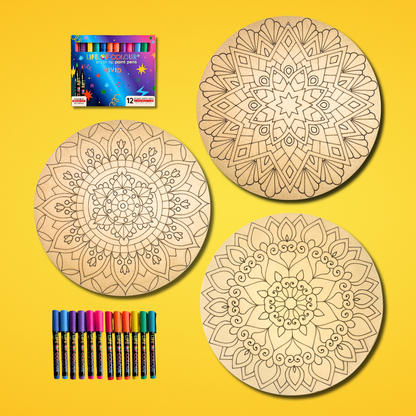 Life of Colour Mandala Painting Kit - Bundle of 3 (Part 2 - Vivid)