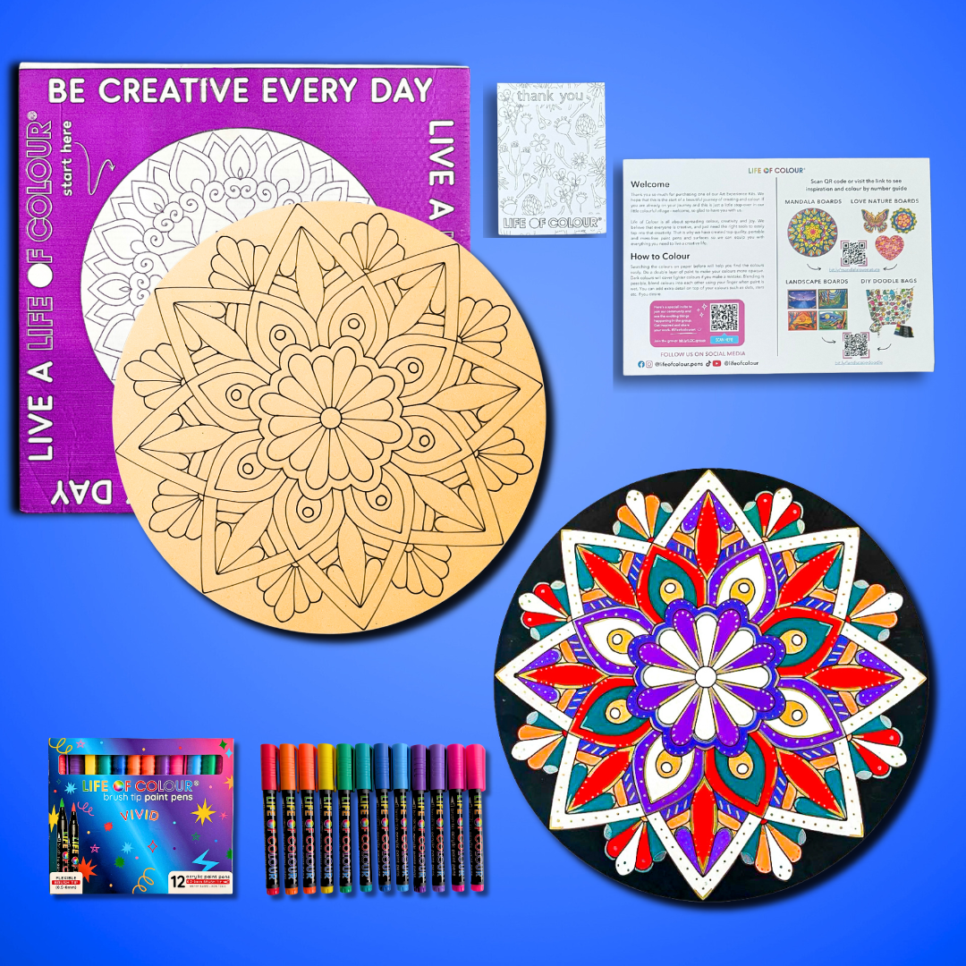 Life of Colour Mandala Painting Kit - In Bloom (Vivid)