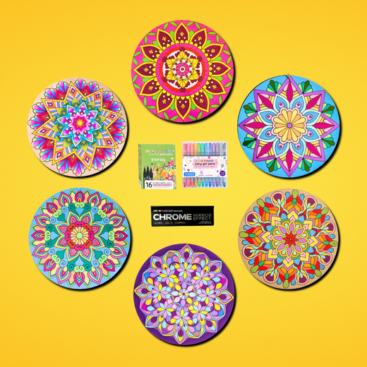 Life of Colour Floral Mega Mandala Painting Kit - Bundle of 6