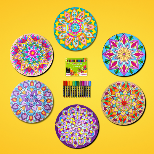 Life of Colour Floral Mega Mandala Painting Kit - Bundle of 6