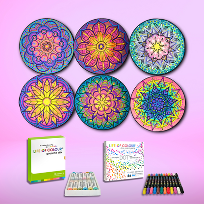 Life of Colour Mini Mandala Painting Kit Bundle of 6