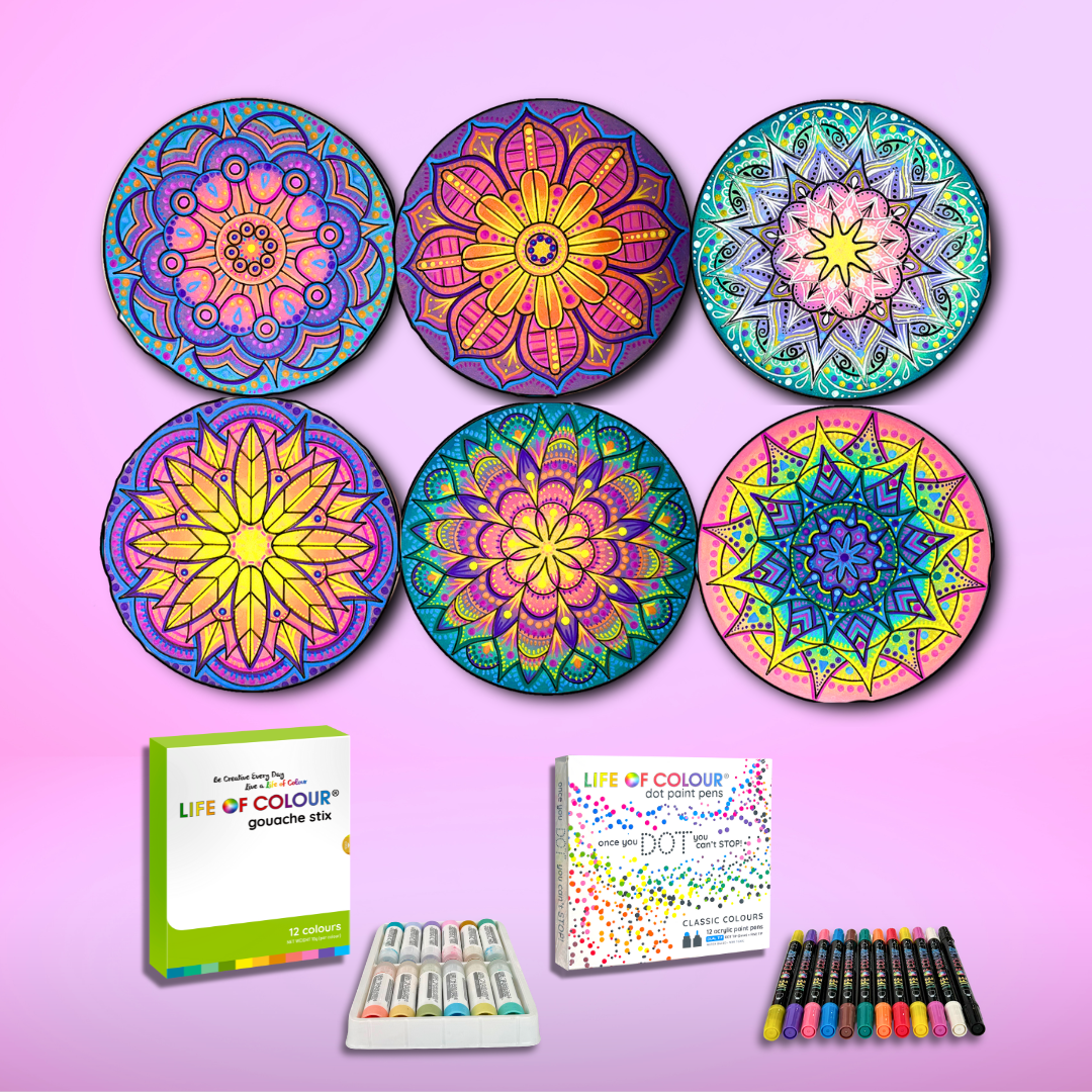 Life of Colour Mini Mandala Painting Kit Bundle of 6