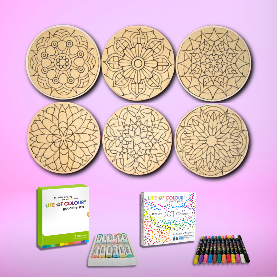 Life of Colour Mini Mandala Painting Kit Bundle of 6