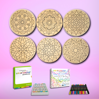 Life of Colour Mini Mandala Painting Kit Bundle of 6