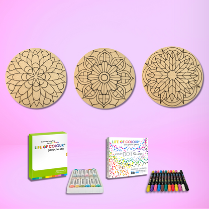 Life of Colour Mini Mandala Painting Kit Bundle of 3 (Group 2)