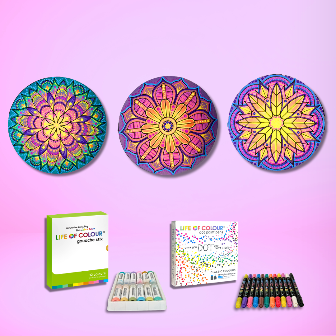 Life of Colour Mini Mandala Painting Kit Bundle of 3 (Group 2)