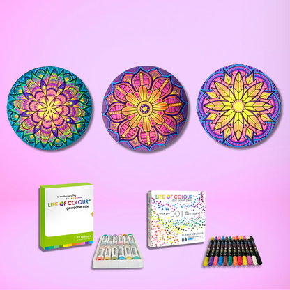 Life of Colour Mini Mandala Painting Kit Bundle of 3 (Group 2)