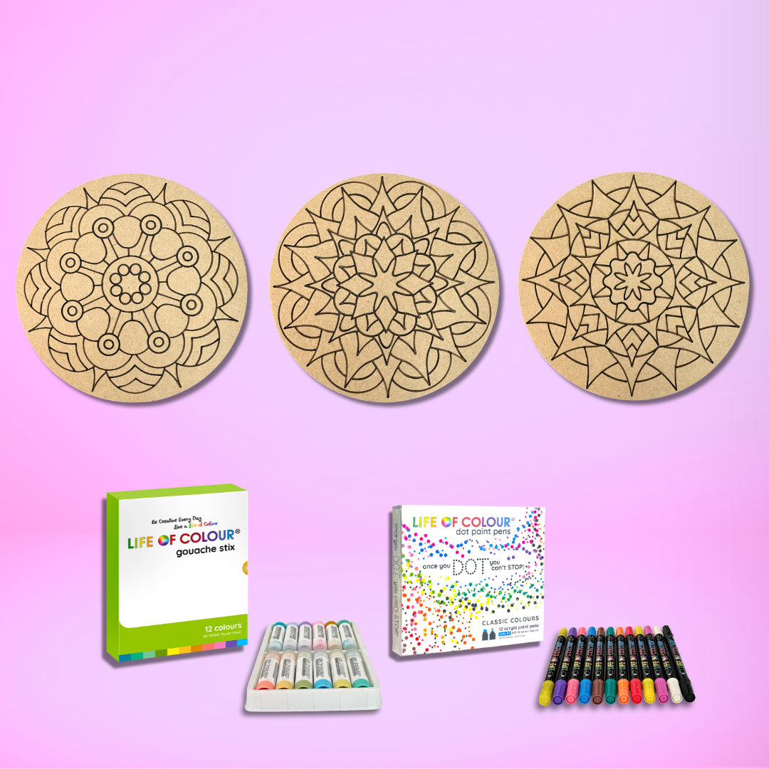 Life of Colour Mini Mandala Painting Kit Bundle of 3 (Group 1)