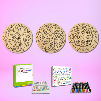 Life of Colour Mini Mandala Painting Kit Bundle of 3 (Group 1)