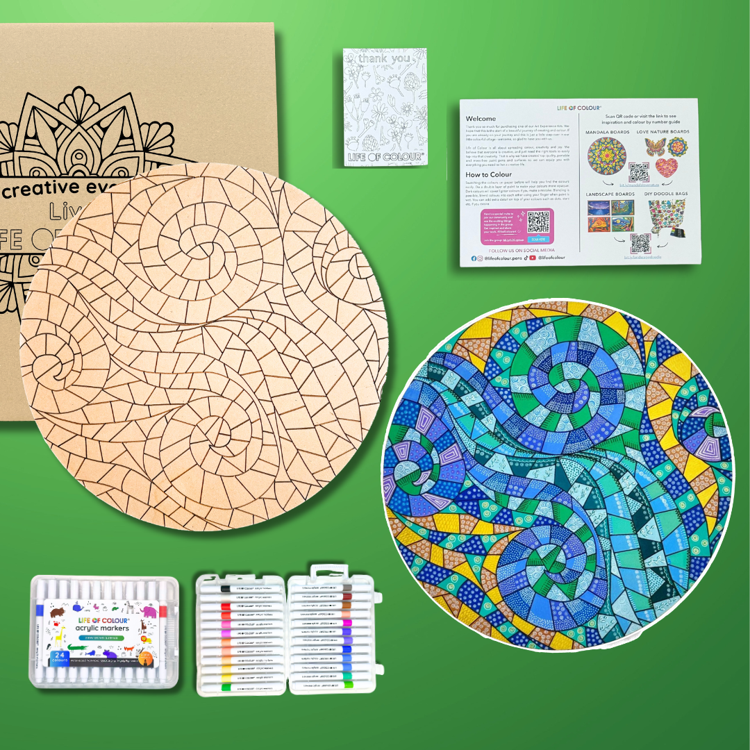 Life of Colour Mosaic Painting Kit - The Wave with Acrylic markers